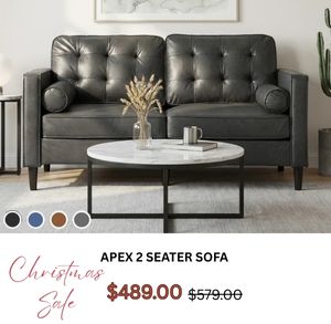 Apex 2 Seater Sofa - Dark Grey at Treasurebox