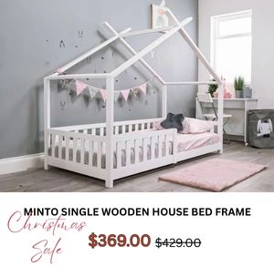 Minto Single Wooden House Bed Frame at Treasurebox