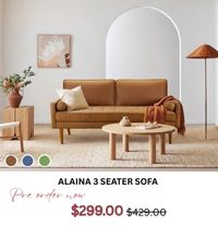 Alaina 3 Seater Sofa at Treasurebox