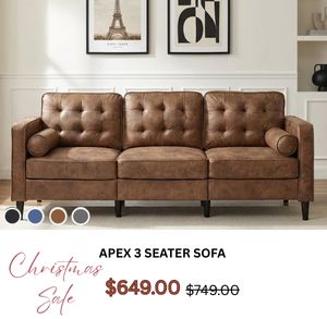 Apex 3 Seater Sofa - Brown at Treasurebox