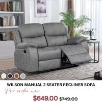 Wilson Manual 2 Seater Recliner Sofa at Treasurebox