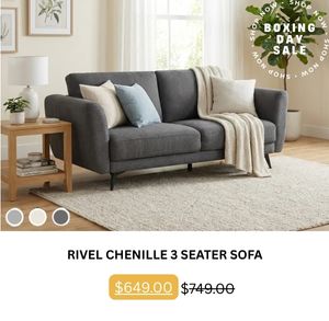Rivel Chenille 3 Seater Sofa at Treasurebox