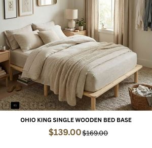 Ohio King Single Wooden Bed Base at Treasurebox