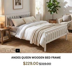 Andes Queen Wooden Bed Frame at Treasurebox