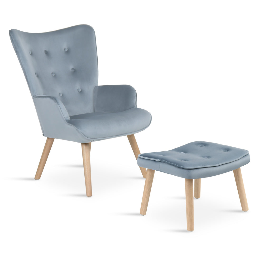 Olivia Armchair with Ottoman - Blue