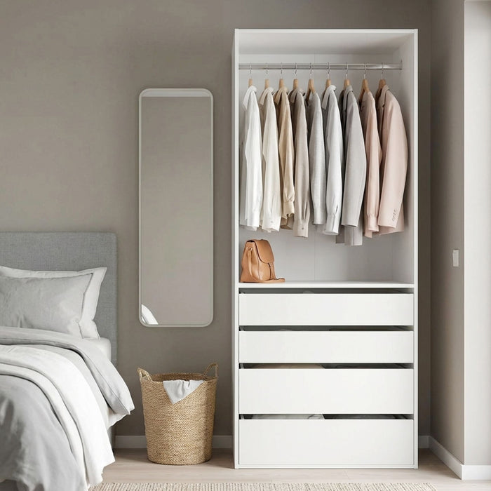 Delta 4 Drawer Wide Wardrobe - White