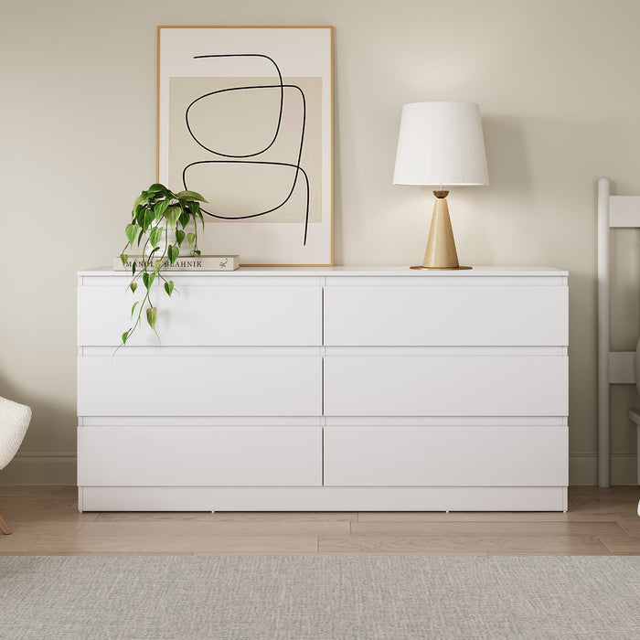 Hollis 6 Drawers Low Boy - White
