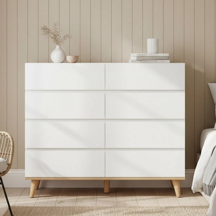 Hudson 8 Drawers Lowboy - White