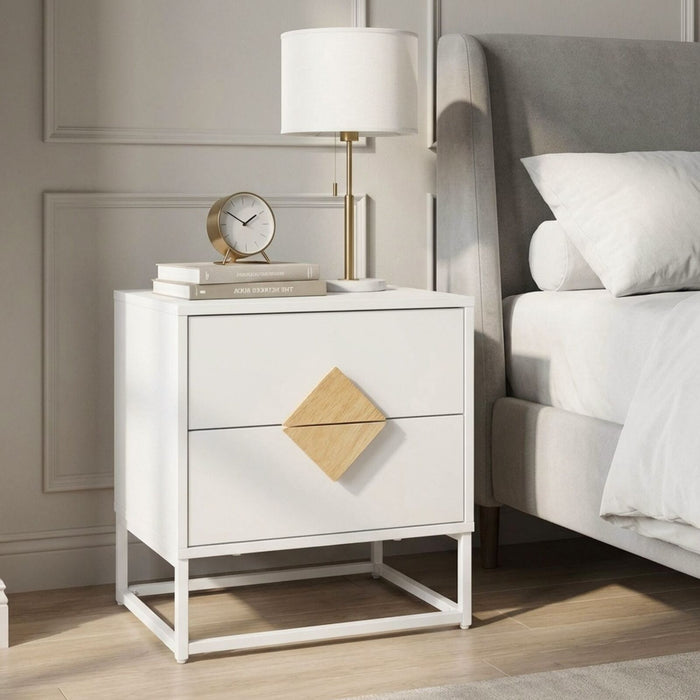 Alaska Wooden Bedside Table - White