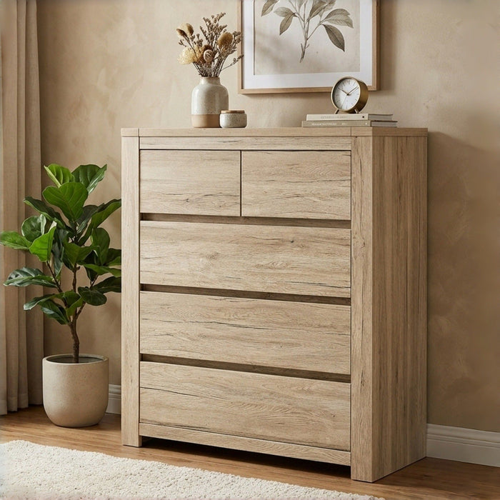 Borneo 5 Drawers Tallboy - Oak