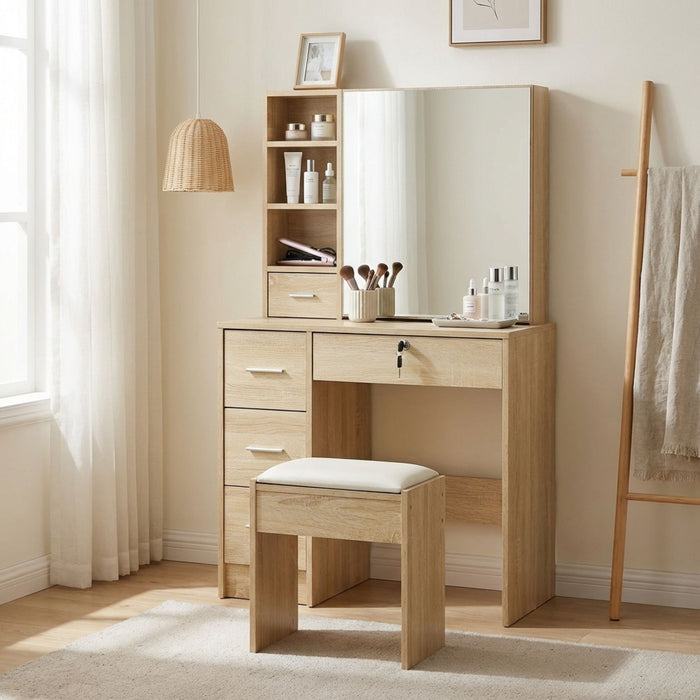 Carnation Dressing Table Set - Oak