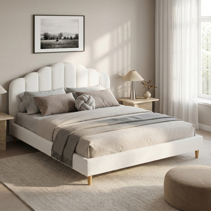 Gairich Boucle King Bed Frame - White