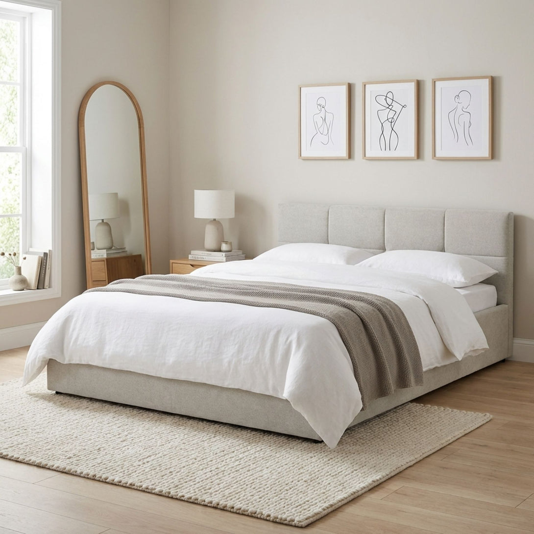 Elevon Queen Gas Lift Bed Frame - Linen Grey