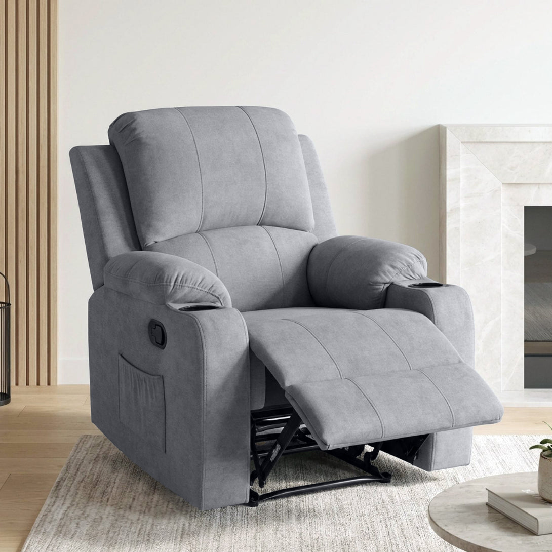 Henley Fabric Manual 1 Seater Recliner Sofa - Grey