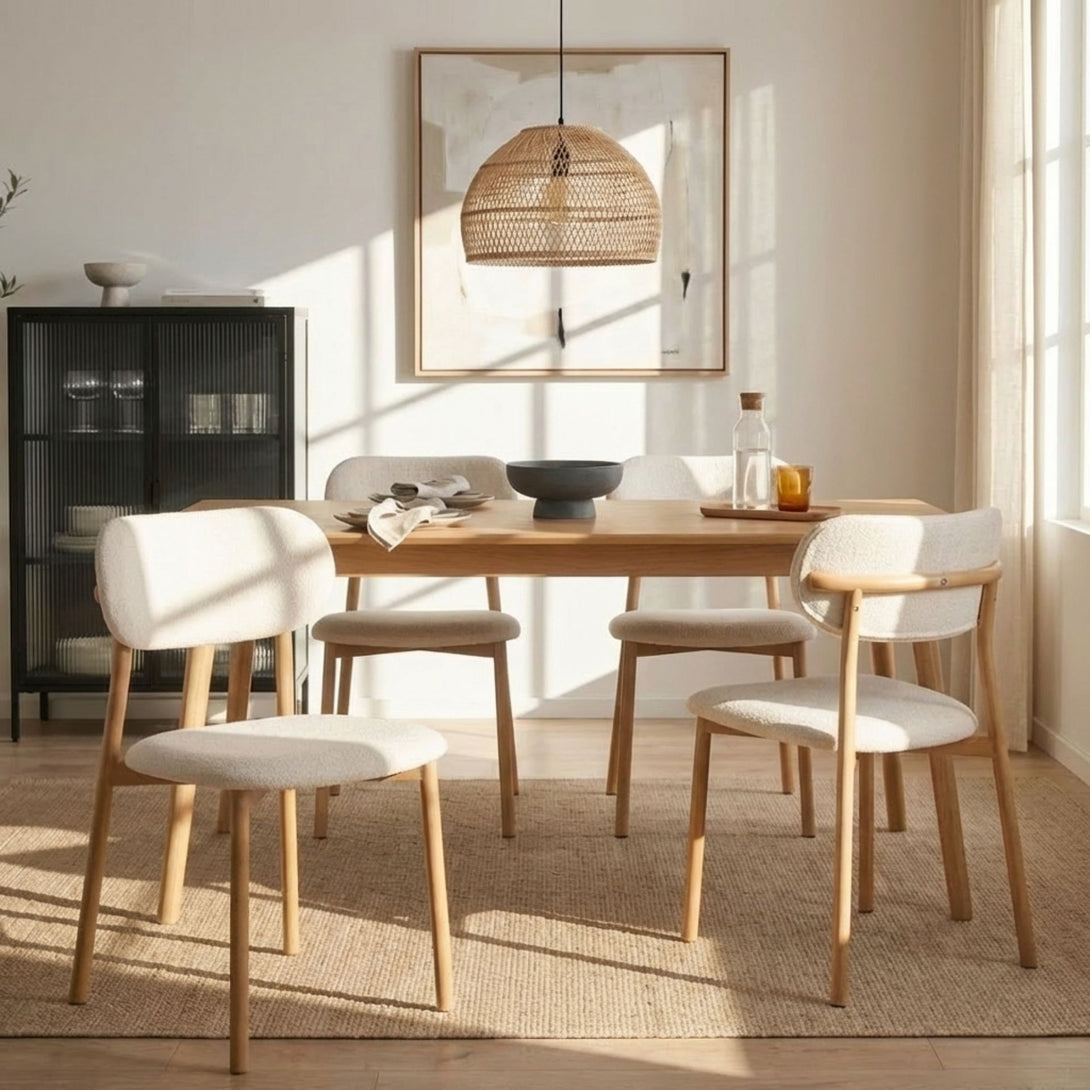 Nicole Fabric Dining Chair Set of 4 - Beige