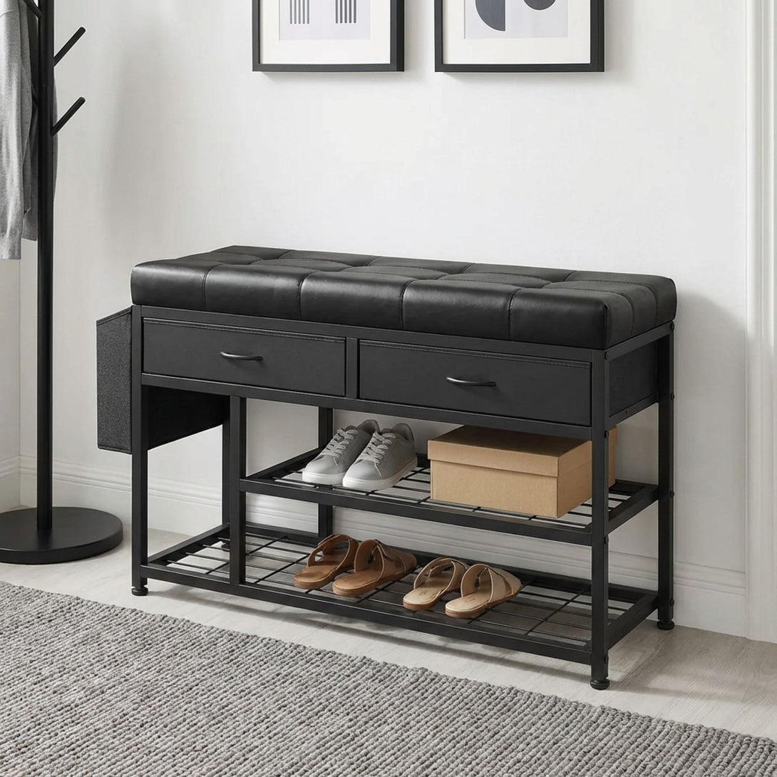 Plover Shoe Rack with Storage Bag Black