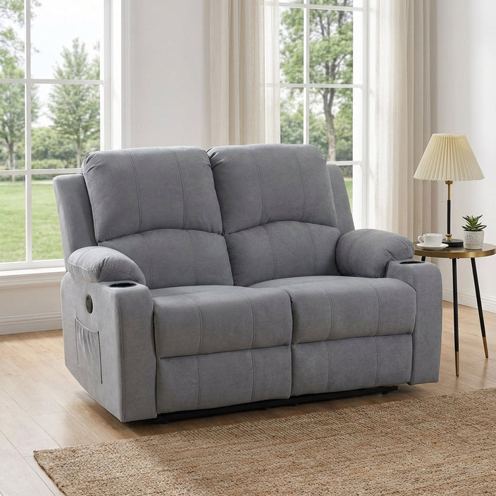 Henley Fabric Electric 2 Seater Recliner Sofa Grey