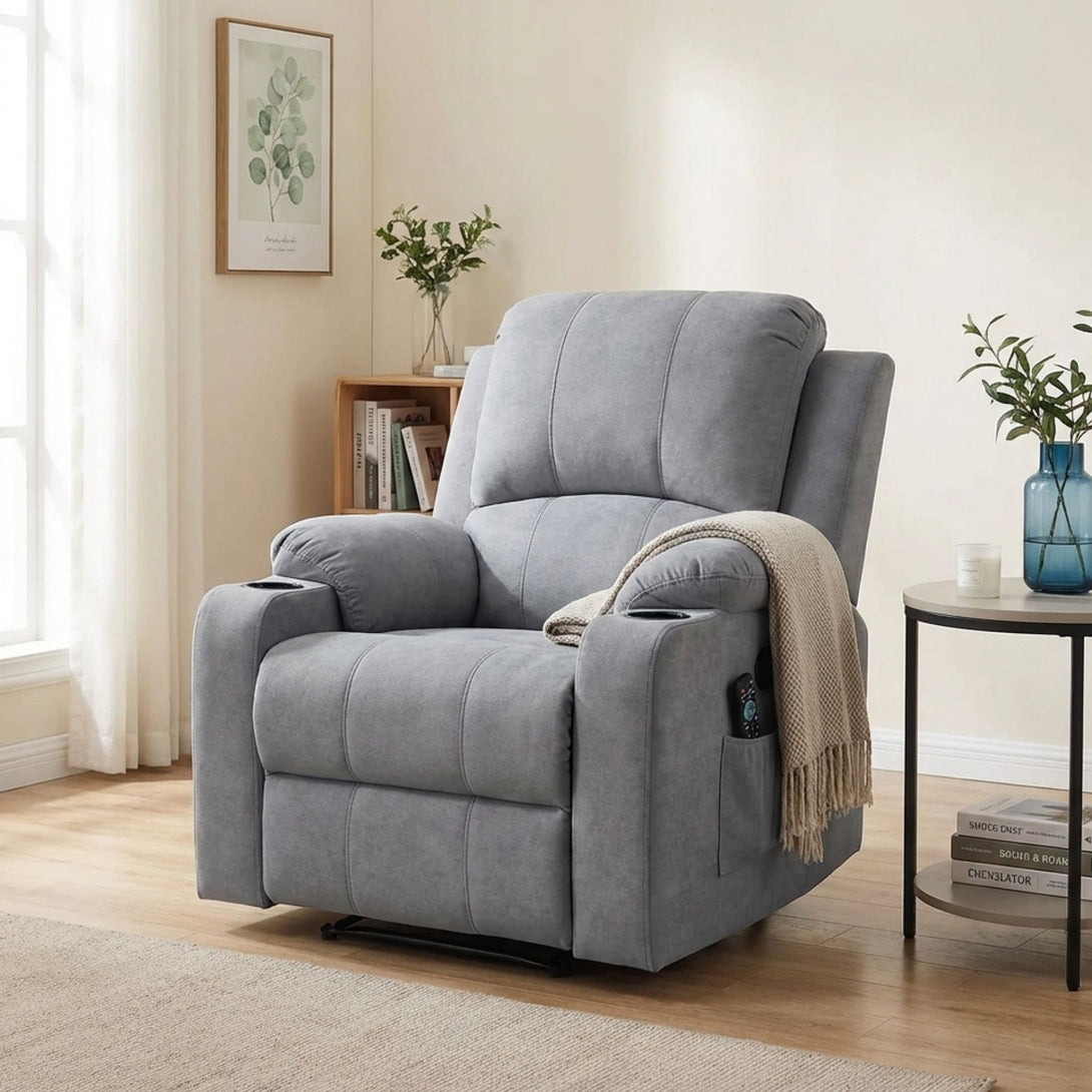 Henley Fabric Electric 1 Seater Recliner Sofa Grey