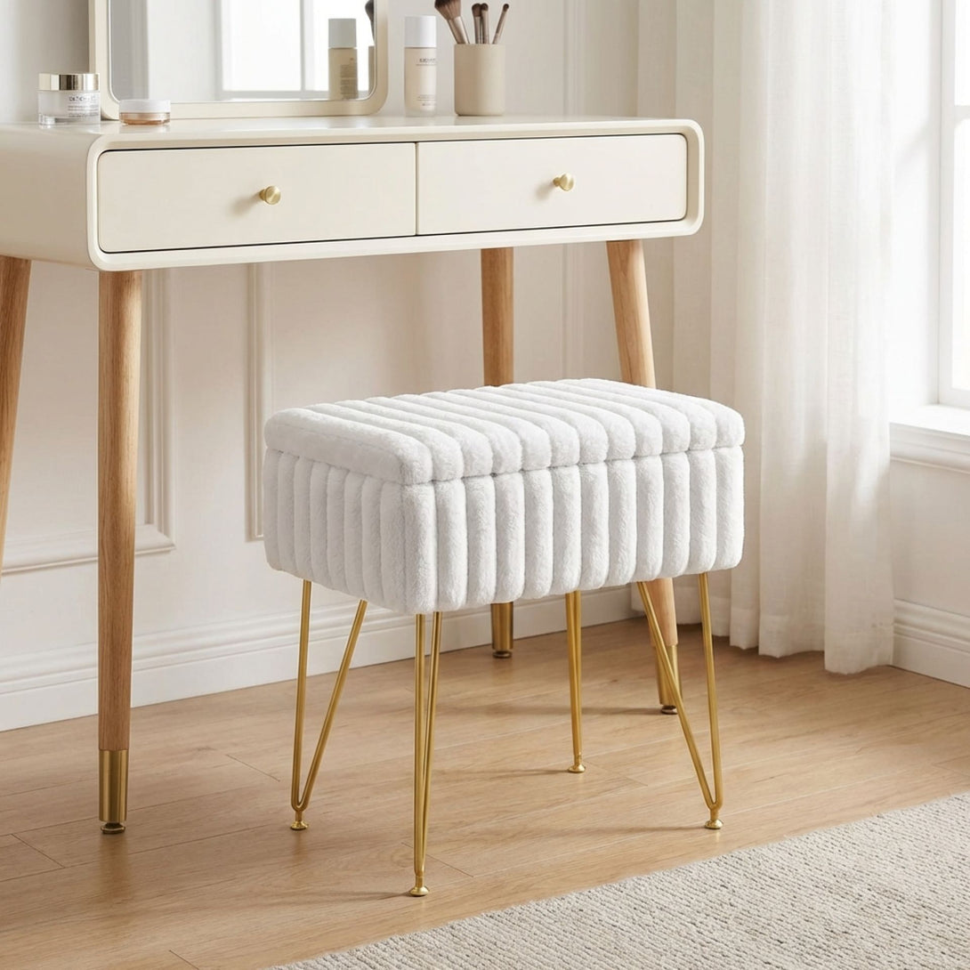 Sevan Storage Ottoman White