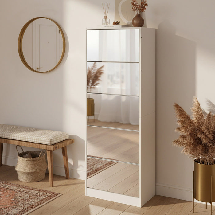 Melo 5 Drawer Shoe Cabinet Storage Rack - White