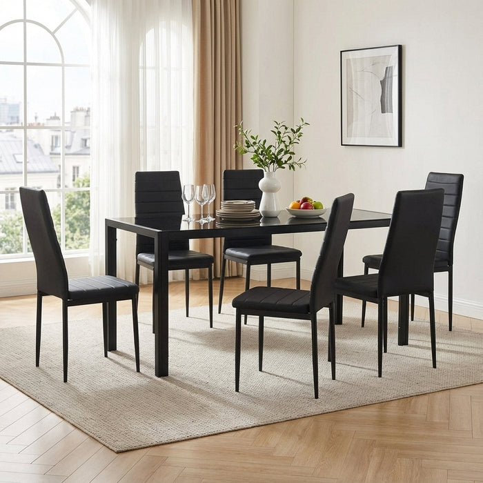 Samuel 7 Piece 1.6m Dining Set - Black