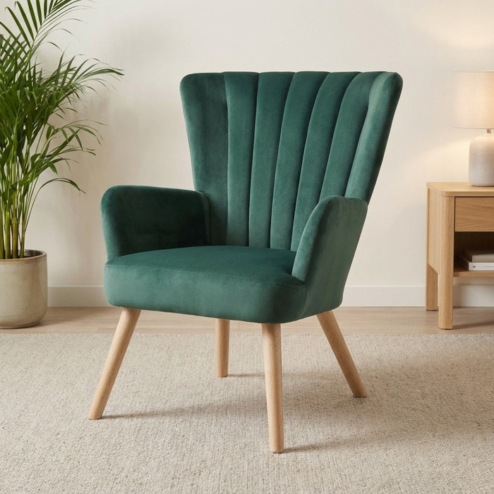 Neil Velvet Armchair - Green