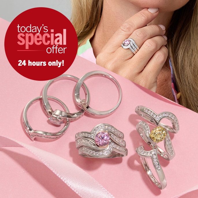 Today's Special Offer Diamonesque by Charlie Lapson 1.5ct tw Set of 3 Stacking Rings Sterling Sil