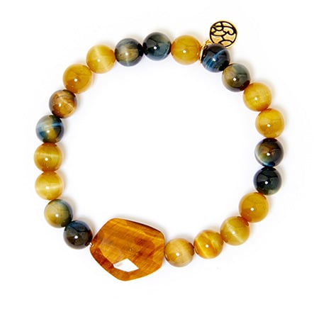 Hilary Joy Exotic Gemstone Stretch Bracelet SS YGP