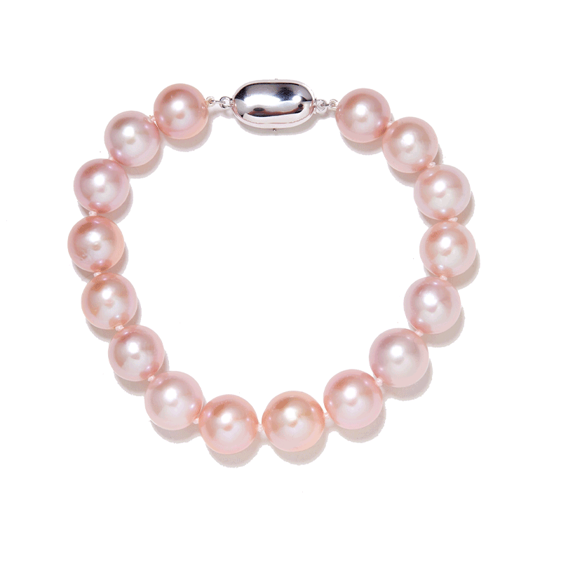 Matahina 10- 11mm Natural Pink Freshwater Pearl Bracelet Sterling Silver