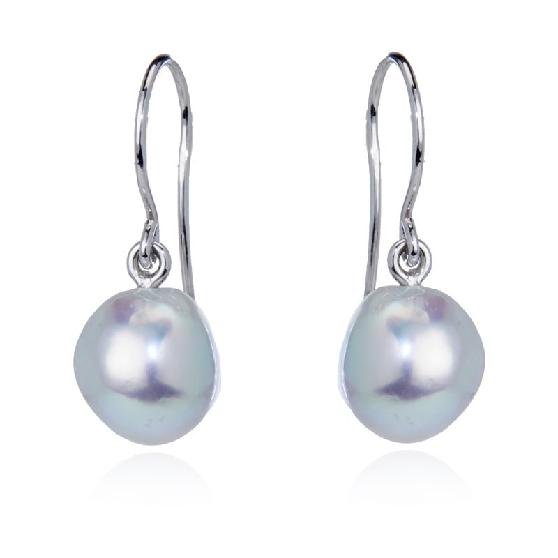 Matahina 8-9mm Japanese Natural Blue Akoya Pearl Earrings 9ct WG