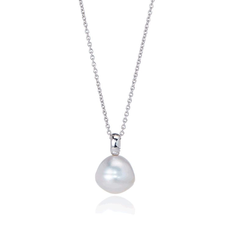 Matahina 14-15mm White South Sea Pearl Pendant w/ 45cm Chain SS