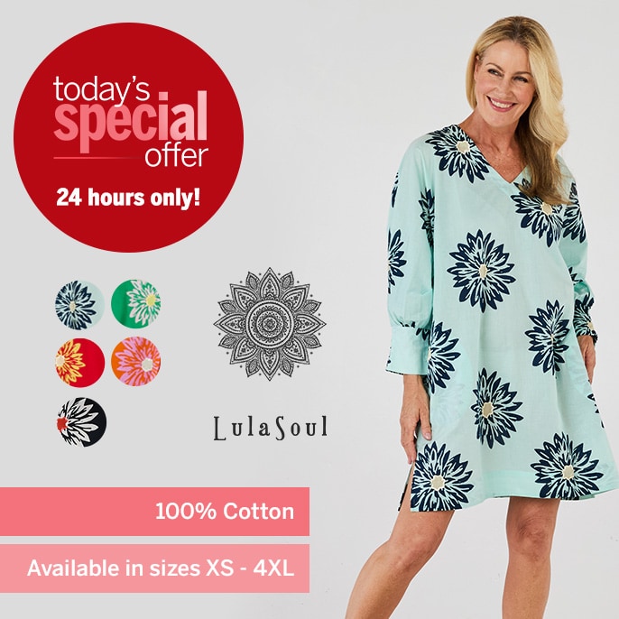 Today's Special Offer Lula Soul Mahalo 100% Cotton Kaftan Dress