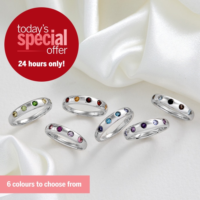 Today's Special Offer Gem Ambassador 0.25ct Gemstone Swiss Set Band Ring Sterling Silver