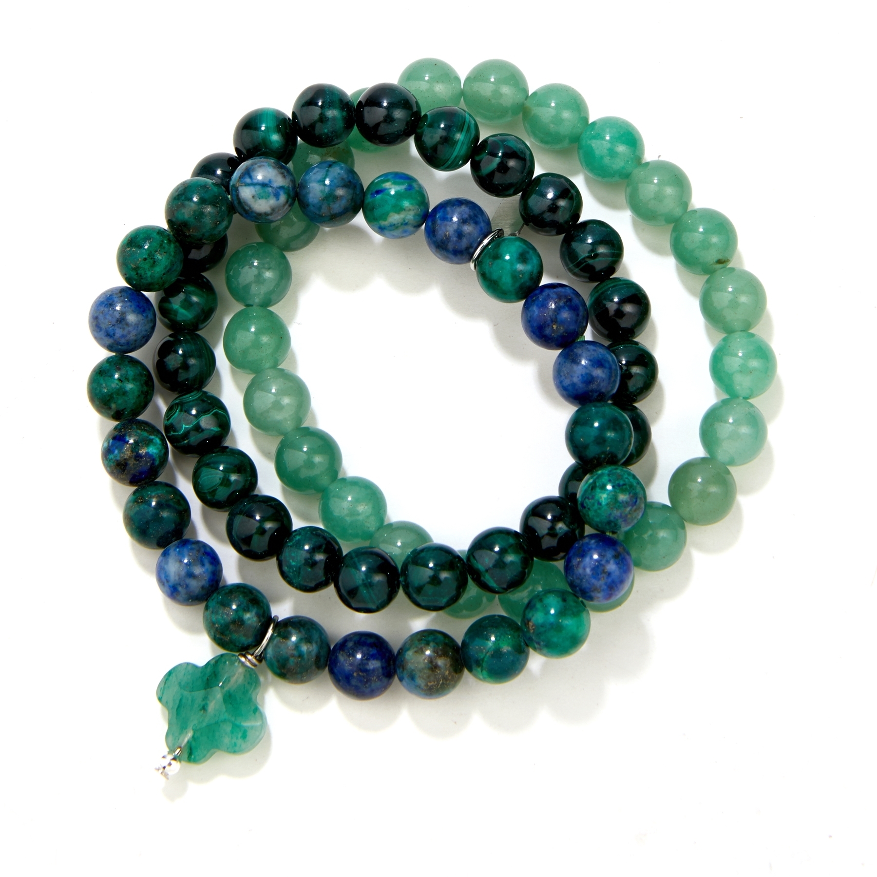 Amy Kahn Russell 232ct Natural Gemstone Charm Bracelet Set of 3 SS