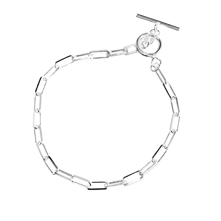 Sterling Silver Italian Paperclip Chain Bracelet 19cm