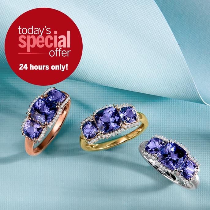 Today's Special Offer 2.97ct AAA Premium Tanzanite & 0.16ct Dia. Ring 9ct Gold
