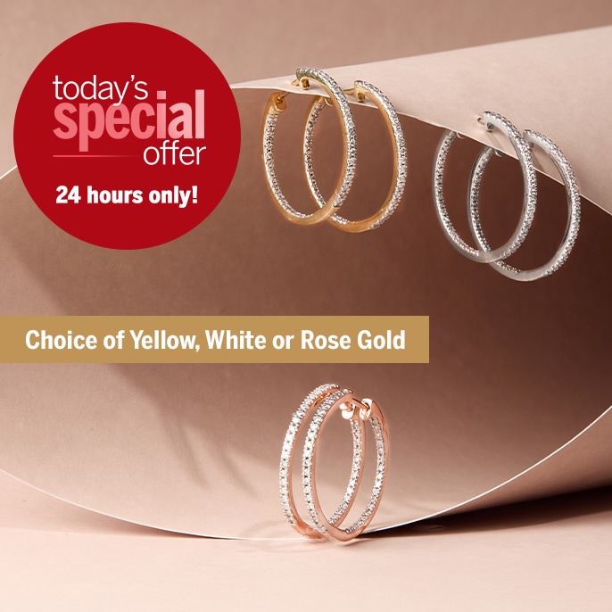 Today's Special Offer 0.50ct Natural Diamond Inside Out  Hoop Earrings  9ct Gold