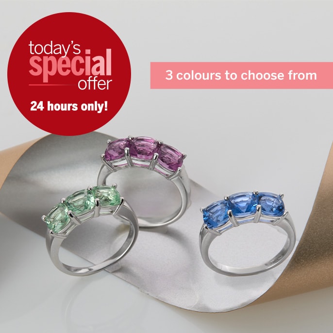 Today's Special Offer 3.0ct Fluorite Cushion 3-Stone Ring Sterling Silver