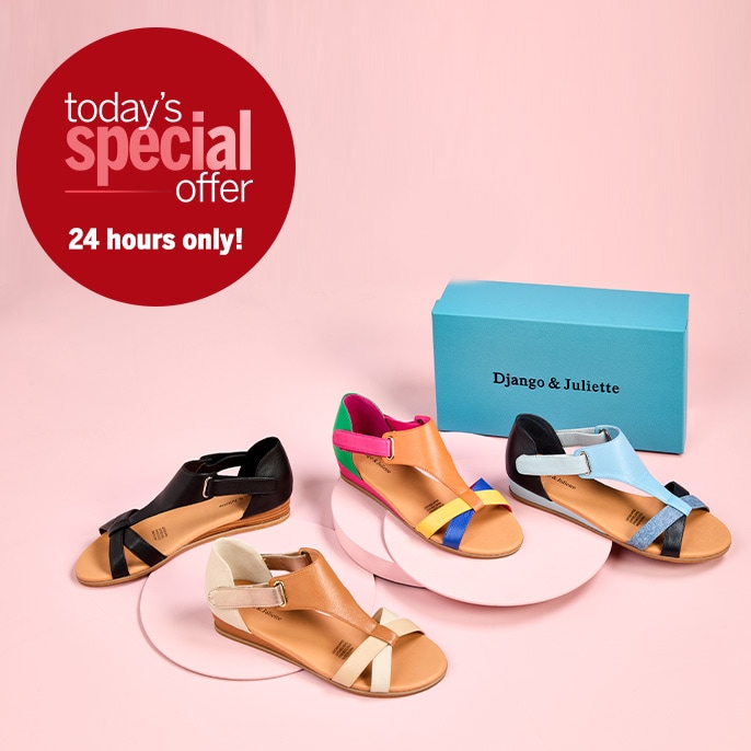 Today's Special Offer Django & Juliette Hayzel Leather Sandal with Low Wedge