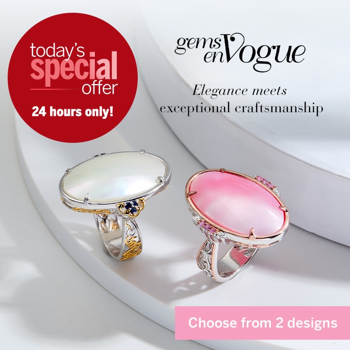 Today's Special Offer Gems en Vogue Mabe Pearl & Sapphire Ring Palladium Silver