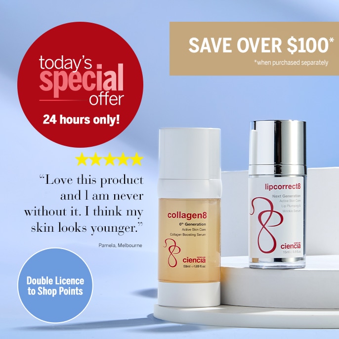 Today's Special Offer Ciencia Collagen8 50ml & LipCorrect8 15ml Serum Duo