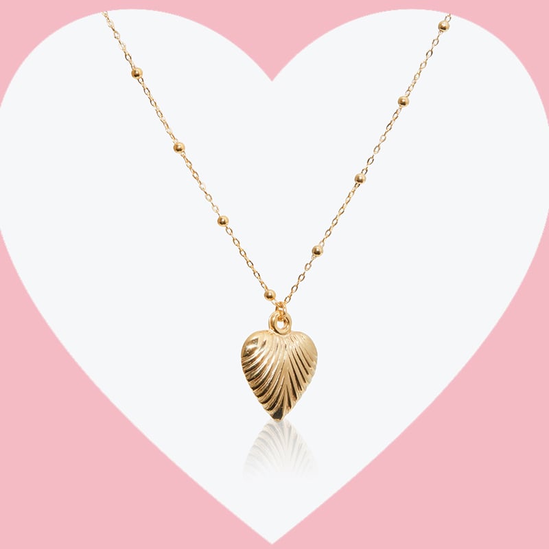 9ct Gold Heart Shell Necklace 45cm