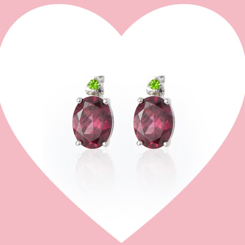 2.8ct Rhodolite Garnet Oval Stud Earrings Sterling Silver