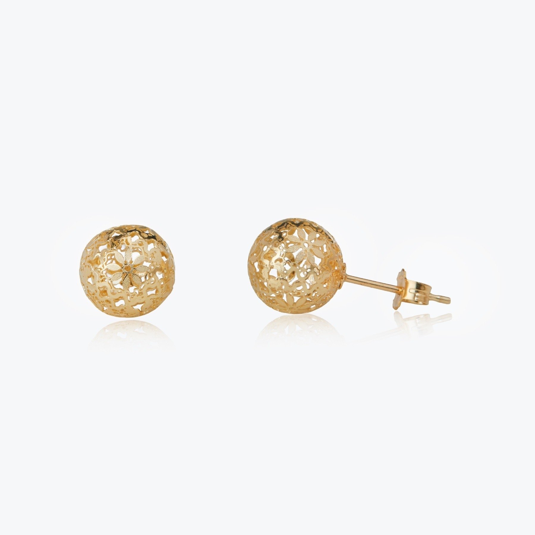 Splendido 14ct Floral Ricami Stud Earrings