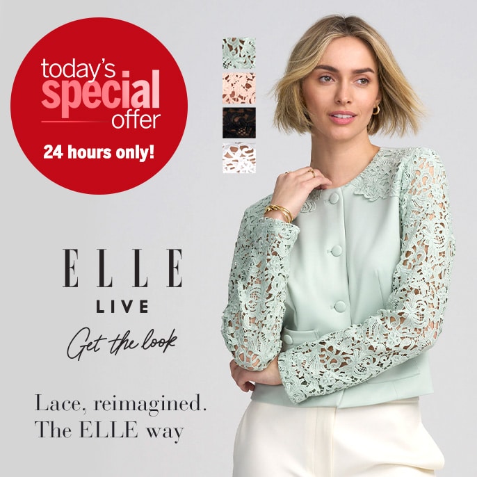 Today's Special Offer Elle Get The Look Button-Up, Lace Detail Jacket