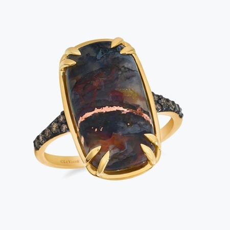 Le Vian 7.25ct Aquadite & 0.31ct Dia. Cushion Pave Ring 14ct YG