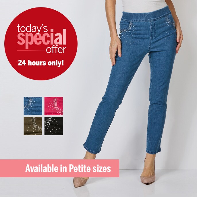 Today's Special Offer Hailey Lyn Stretch Denim Crystal Detail Pant