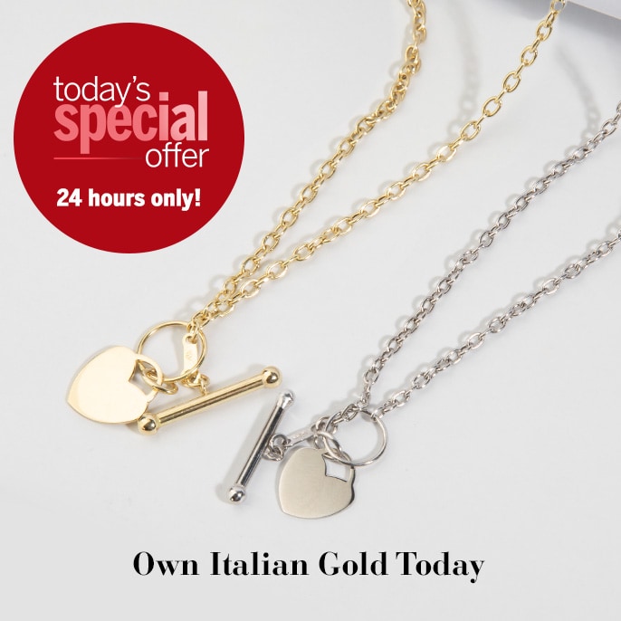 Today's Special Offer 9ct Gold Heart Charm T-Bar Necklace 45cm