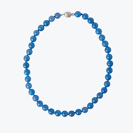 Gems of the Orient 10mm Dark Blue Jade Strand Necklace Sterling Silver