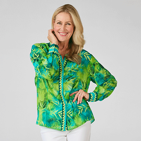 Silk Islands 100% Silk Blithe Long Sleeve Button Up Shirt